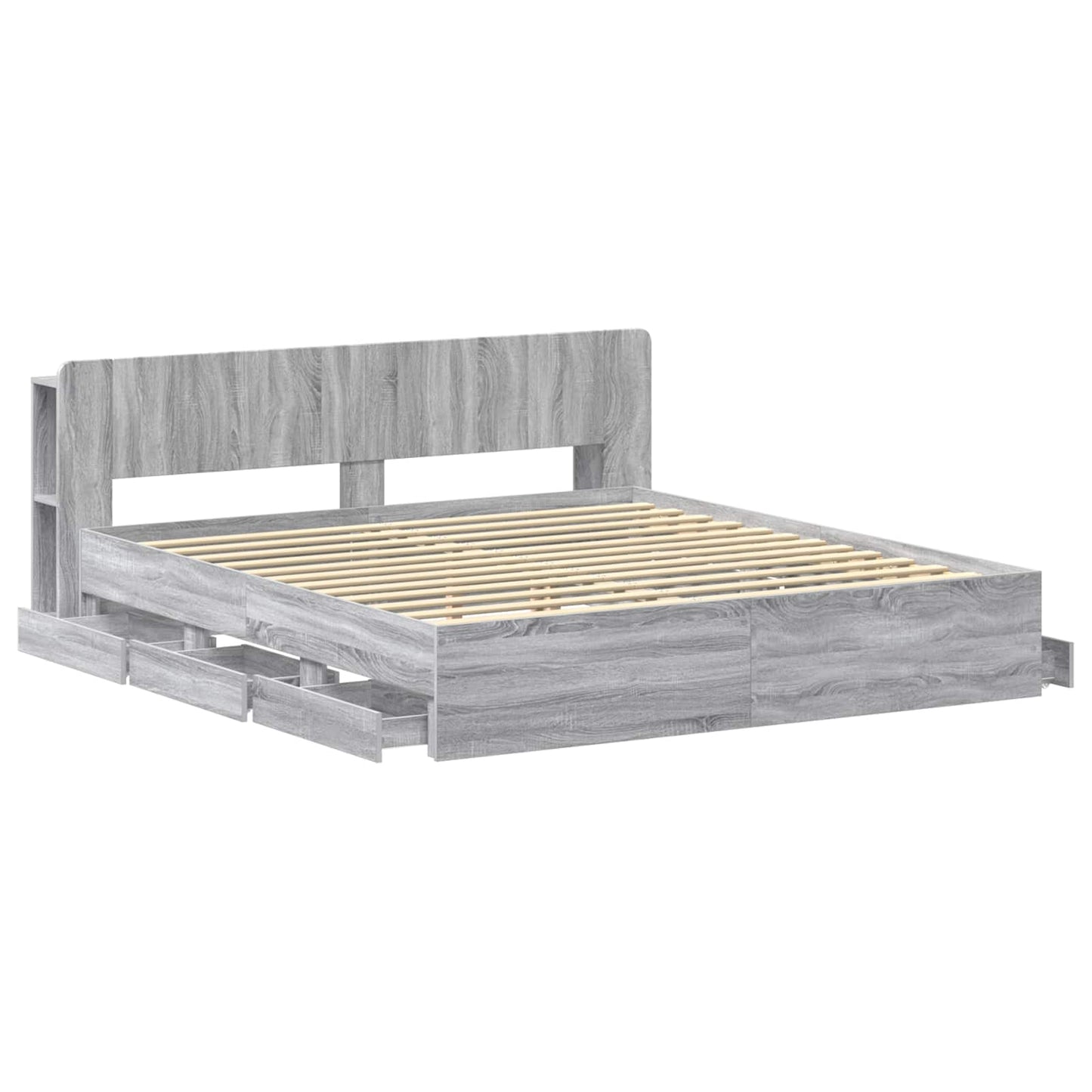 Bed Frame with Storage Grey Sonoma 180 x 200 cm Engineered Wood