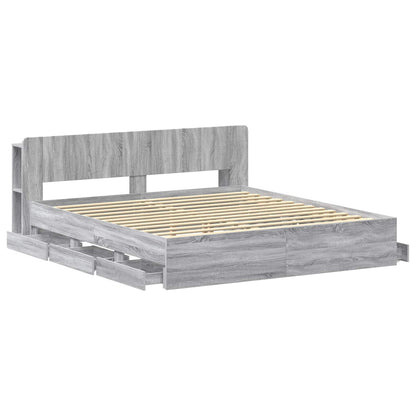 Bed Frame with Storage Grey Sonoma 180 x 200 cm Engineered Wood