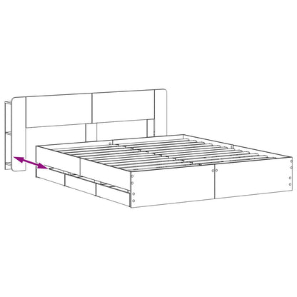 Bed Frame with Storage Grey Sonoma 180 x 200 cm Engineered Wood