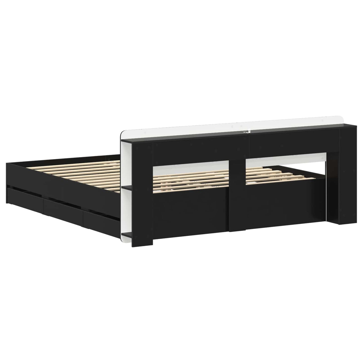Bed Frame with Storage Black 200 x 200 cm Engineered Wood