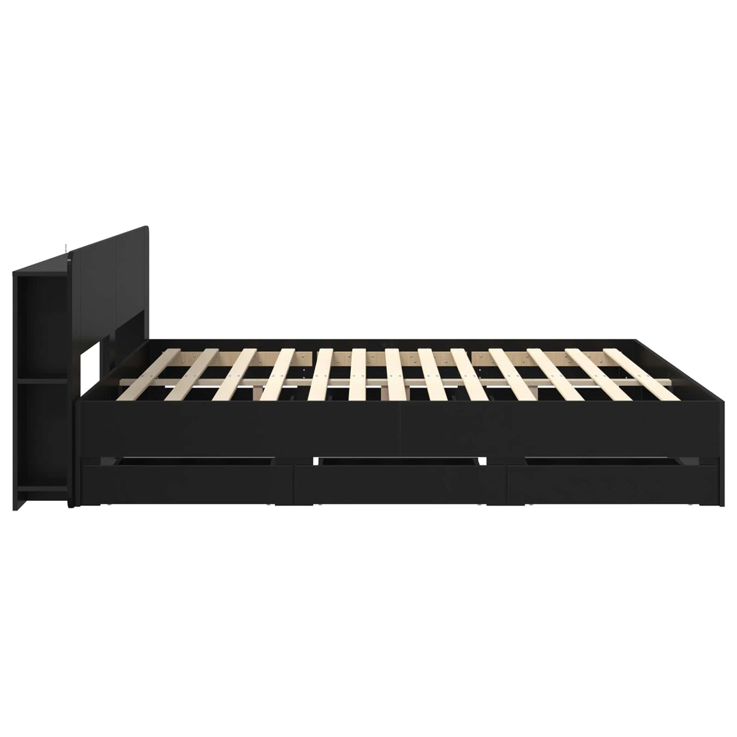 Bed Frame with Storage Black 200 x 200 cm Engineered Wood