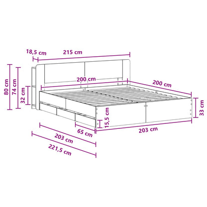 Bed Frame with Storage Black 200 x 200 cm Engineered Wood