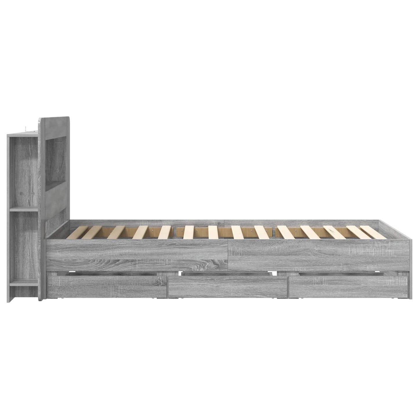 Bed Frame with Storage Grey Sonoma 75 x 190 cm Engineered Wood
