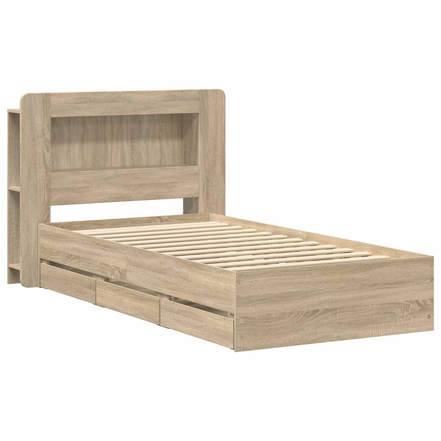 Bed Frame with Storage Sonoma Oak 75 x 190 cm Engineered Wood