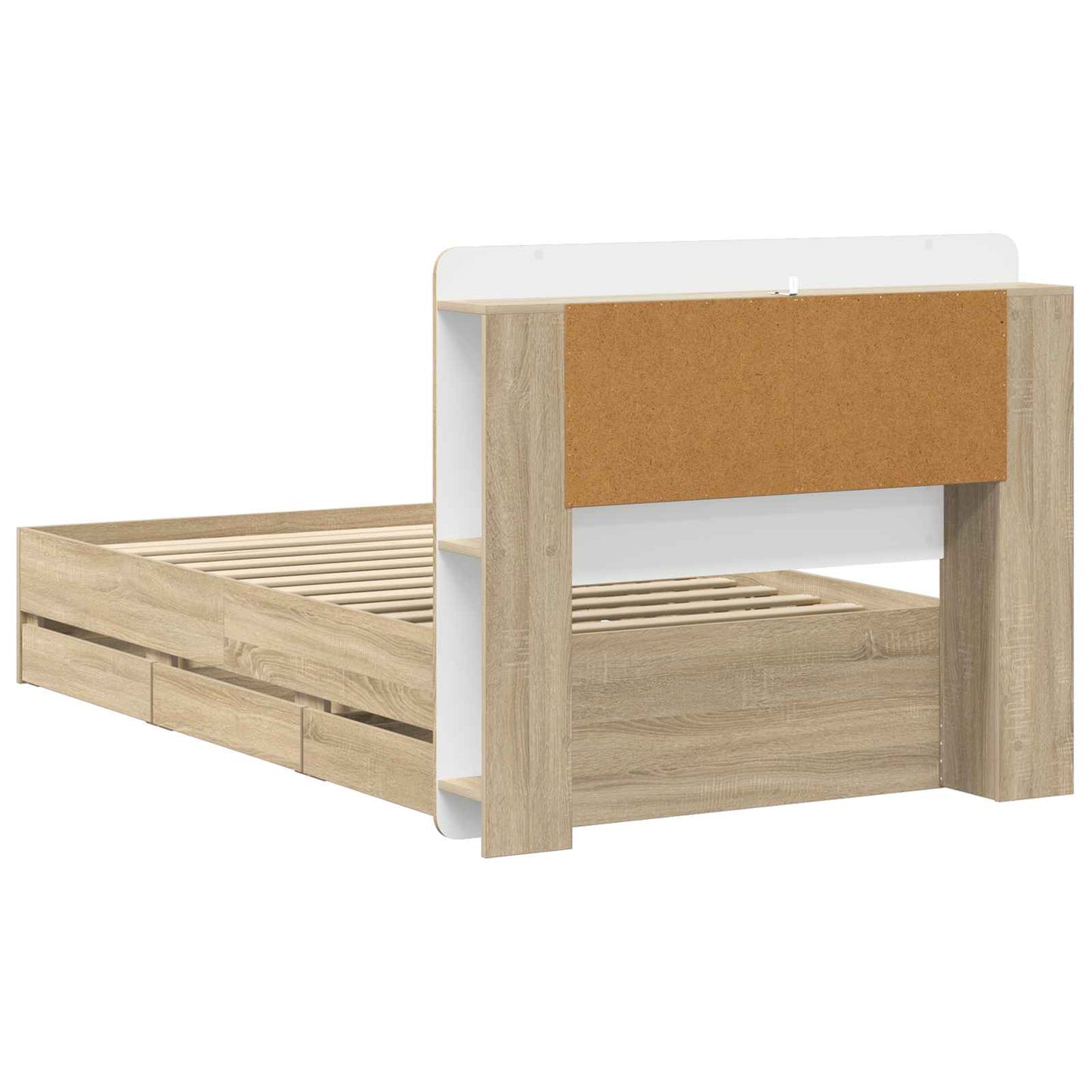 Bed Frame with Storage Sonoma Oak 75 x 190 cm Engineered Wood