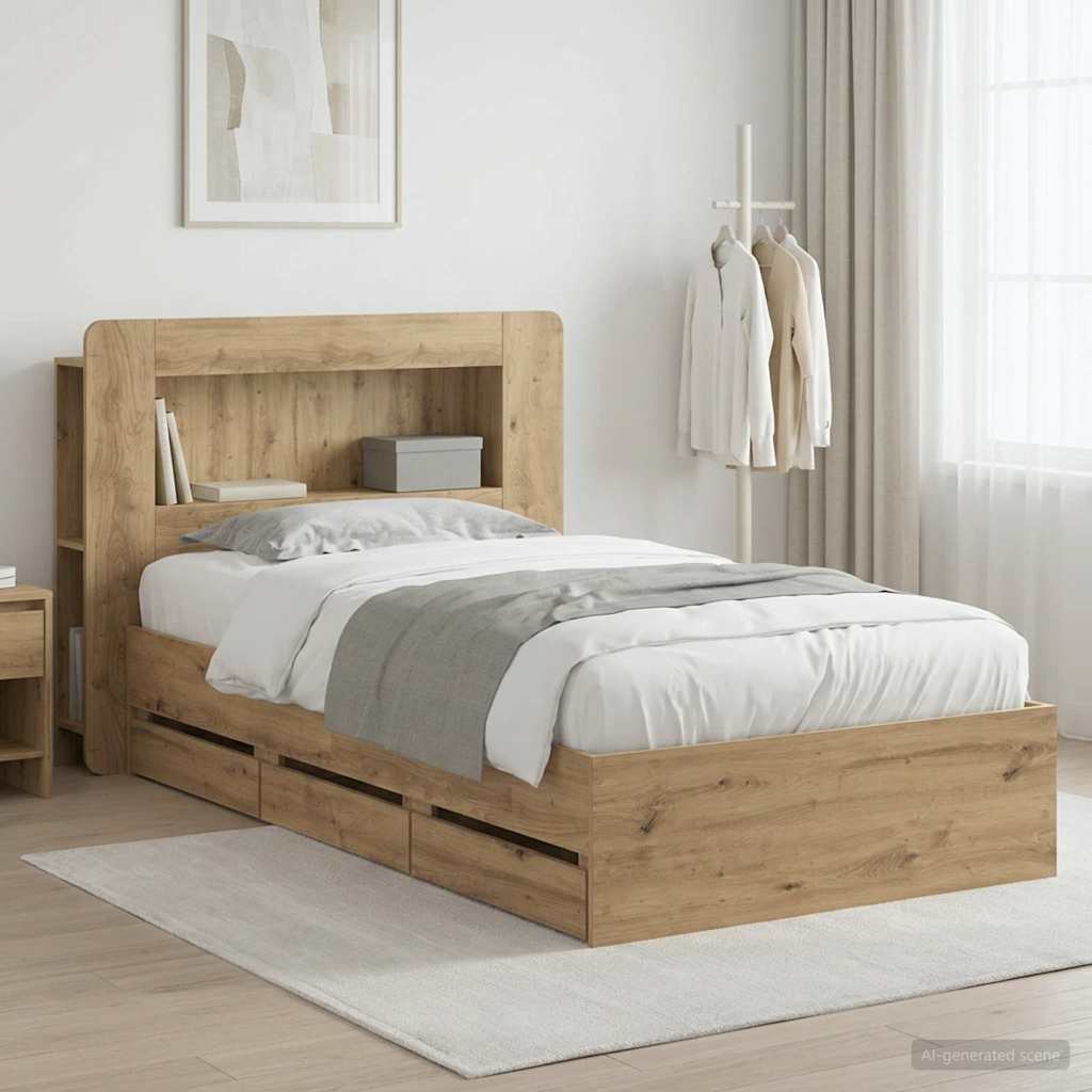 Bed Frame with Storage Artisan Oak 80 x 200 cm Engineered Wood