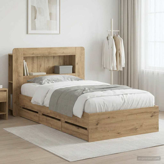 Bed Frame with Storage Artisan Oak 80 x 200 cm Engineered Wood