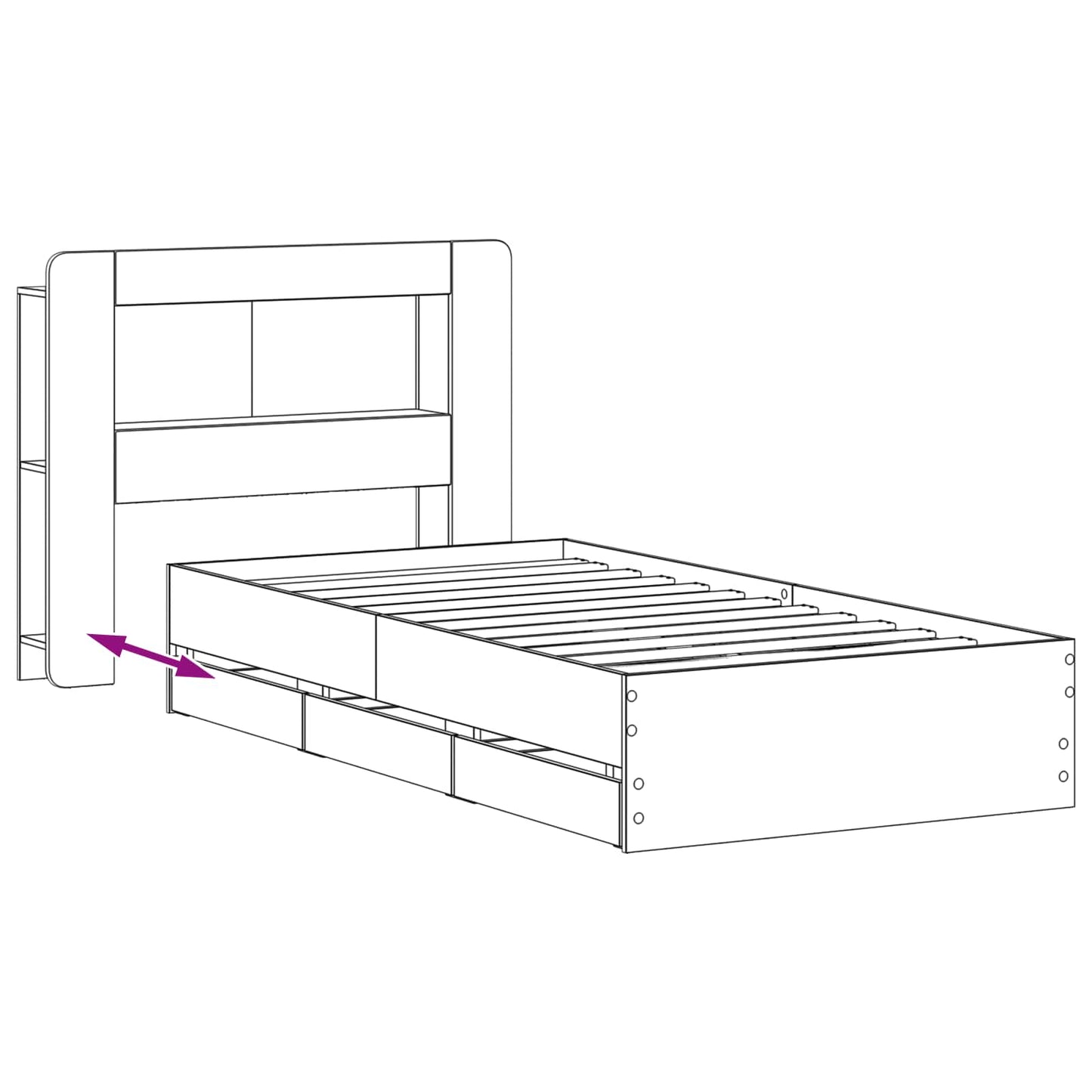 Bed Frame with Storage Artisan Oak 80 x 200 cm Engineered Wood