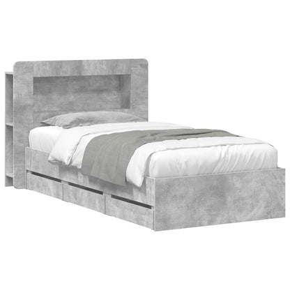 Bed Frame with Storage with Headboard Concrete Grey 80 x 200 cm