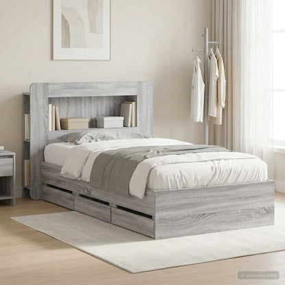 Bed Frame with Storage Grey Sonoma 80 x 200 cm Engineered Wood