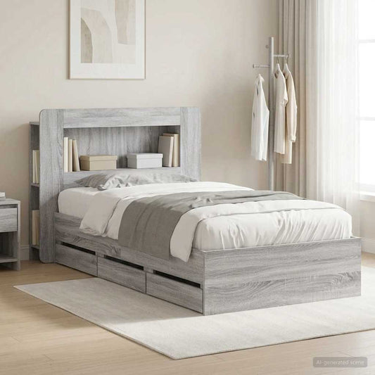 Bed Frame with Storage Grey Sonoma 80 x 200 cm Engineered Wood