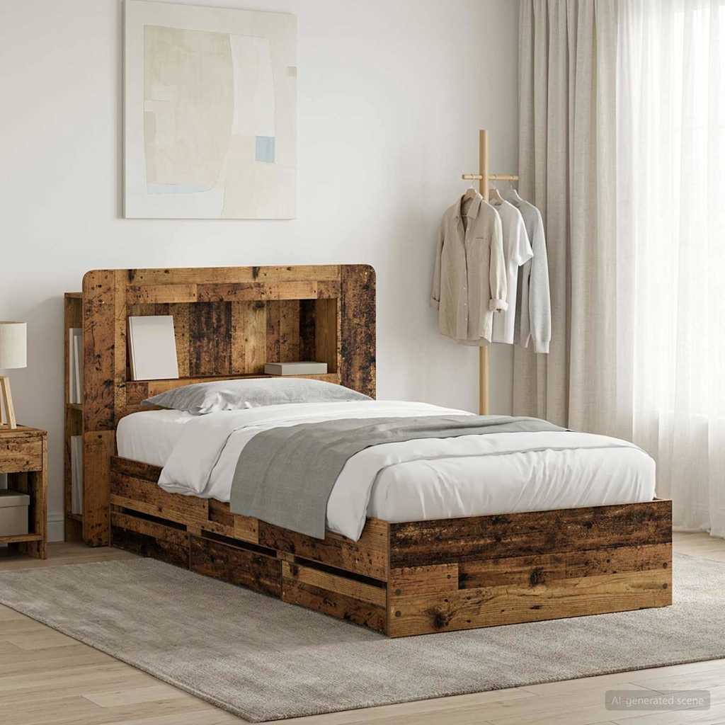 Bed Frame with Storage Old Wood 80 x 200 cm Engineered Wood