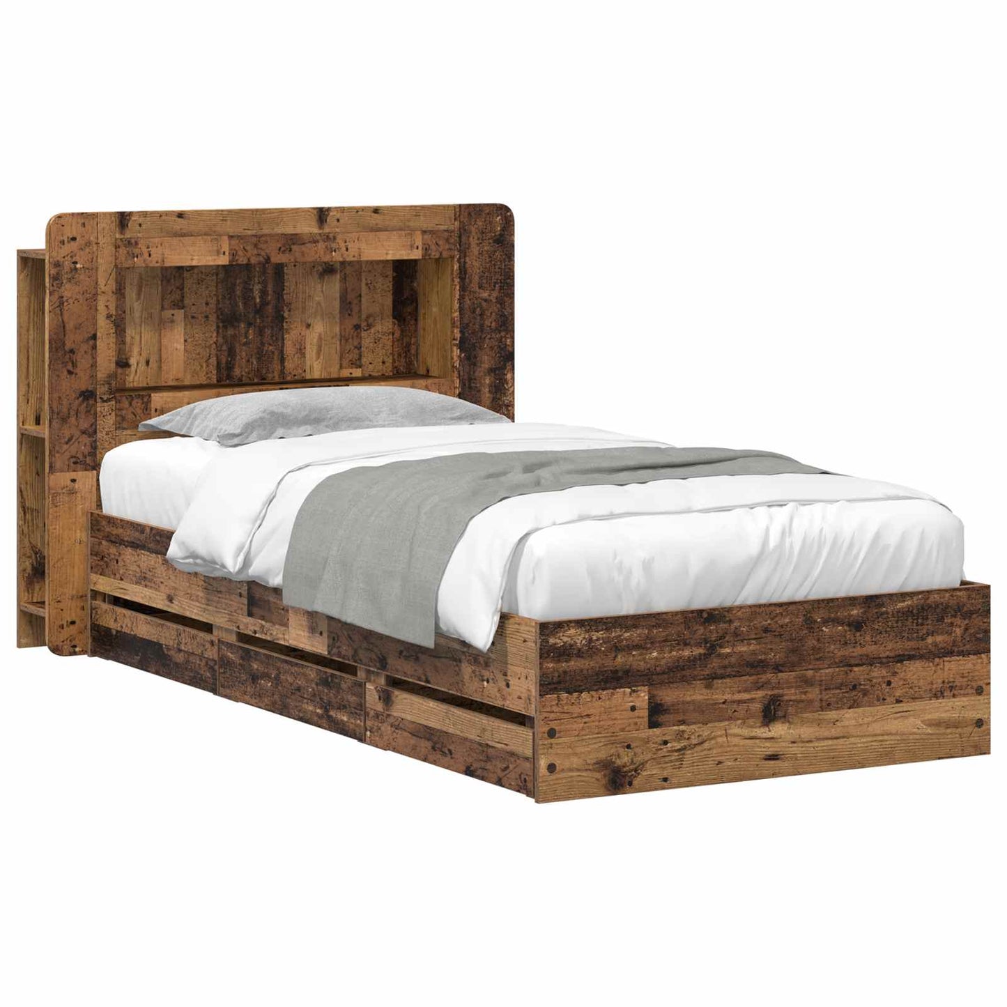 Bed Frame with Storage Old Wood 80 x 200 cm Engineered Wood