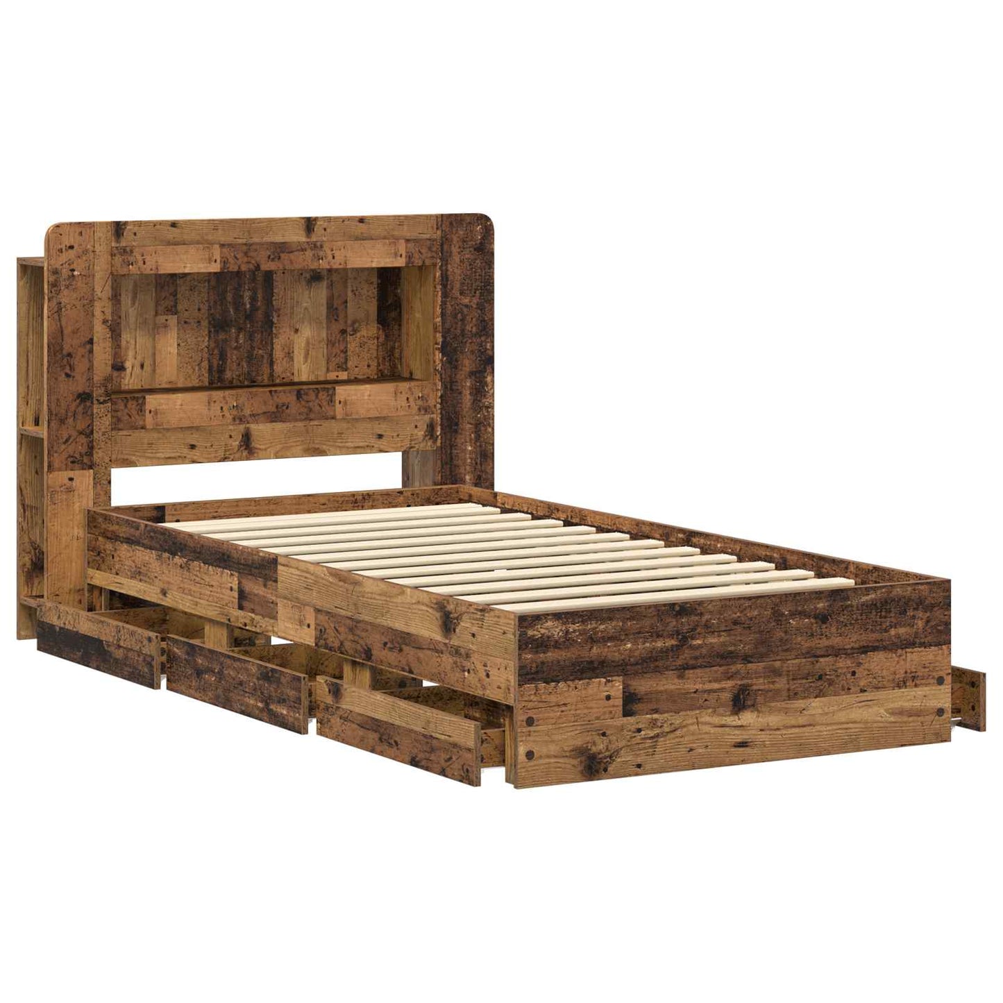 Bed Frame with Storage Old Wood 80 x 200 cm Engineered Wood