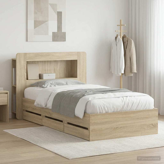 Bed Frame with Storage Sonoma Oak 80 x 200 cm Engineered Wood