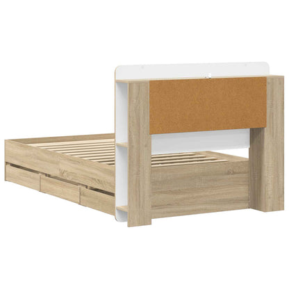 Bed Frame with Storage Sonoma Oak 80 x 200 cm Engineered Wood
