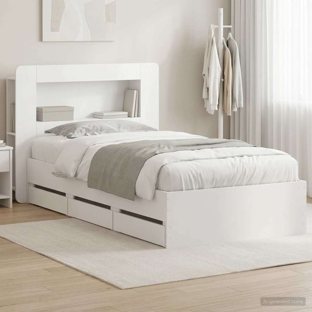 Bed Frame with Storage White 80 x 200 cm Engineered Wood