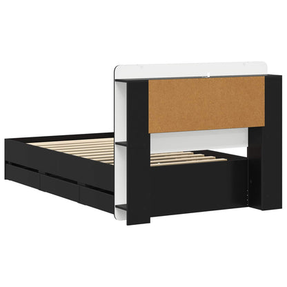 Bed Frame with Storage Black 90 x 190 cm Engineered Wood