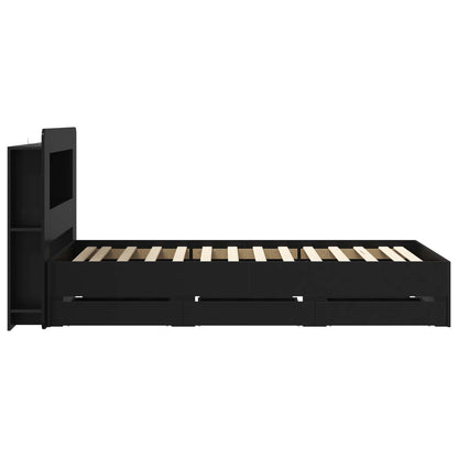 Bed Frame with Storage Black 90 x 190 cm Engineered Wood