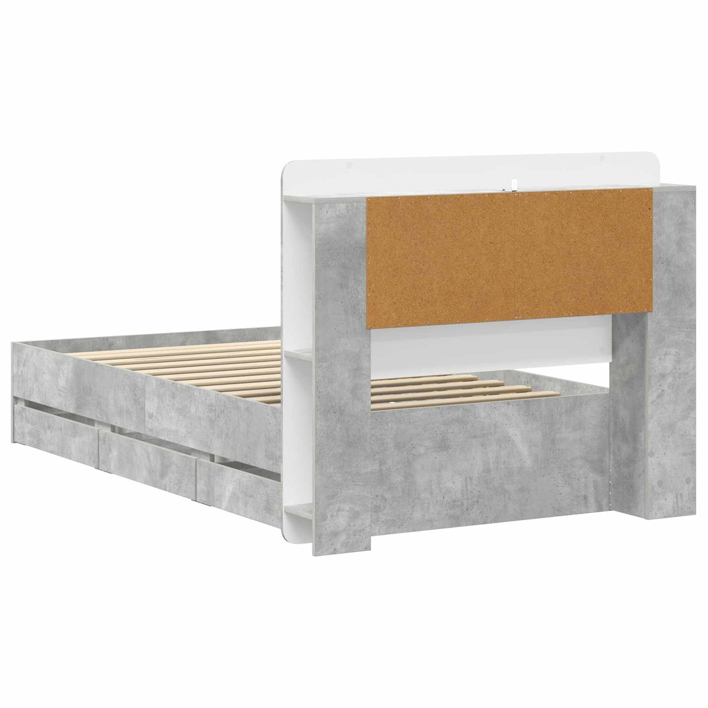 Bed Frame with Storage with Headboard Concrete Grey 90 x 190 cm