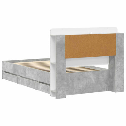 Bed Frame with Storage with Headboard Concrete Grey 90 x 190 cm