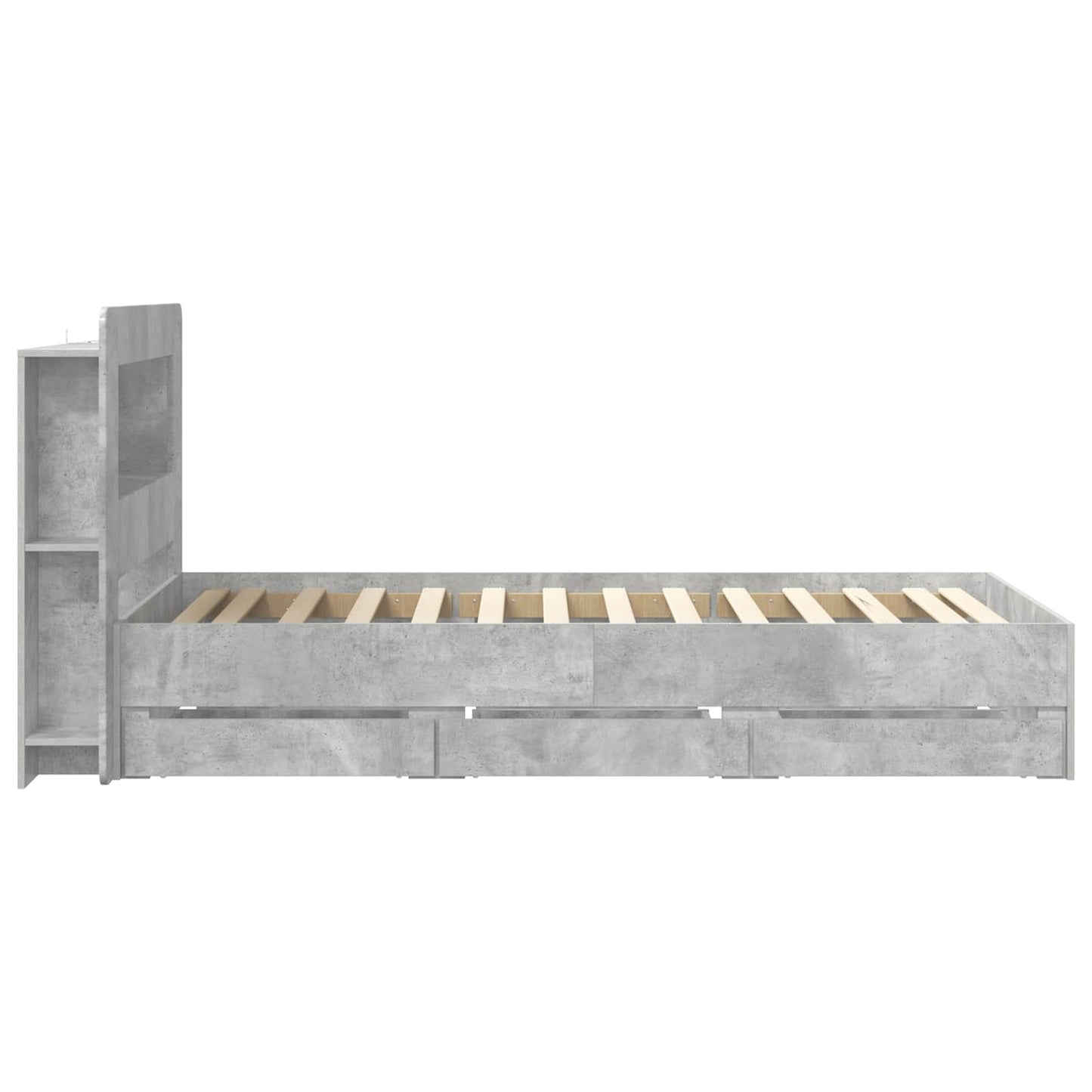 Bed Frame with Storage with Headboard Concrete Grey 90 x 190 cm