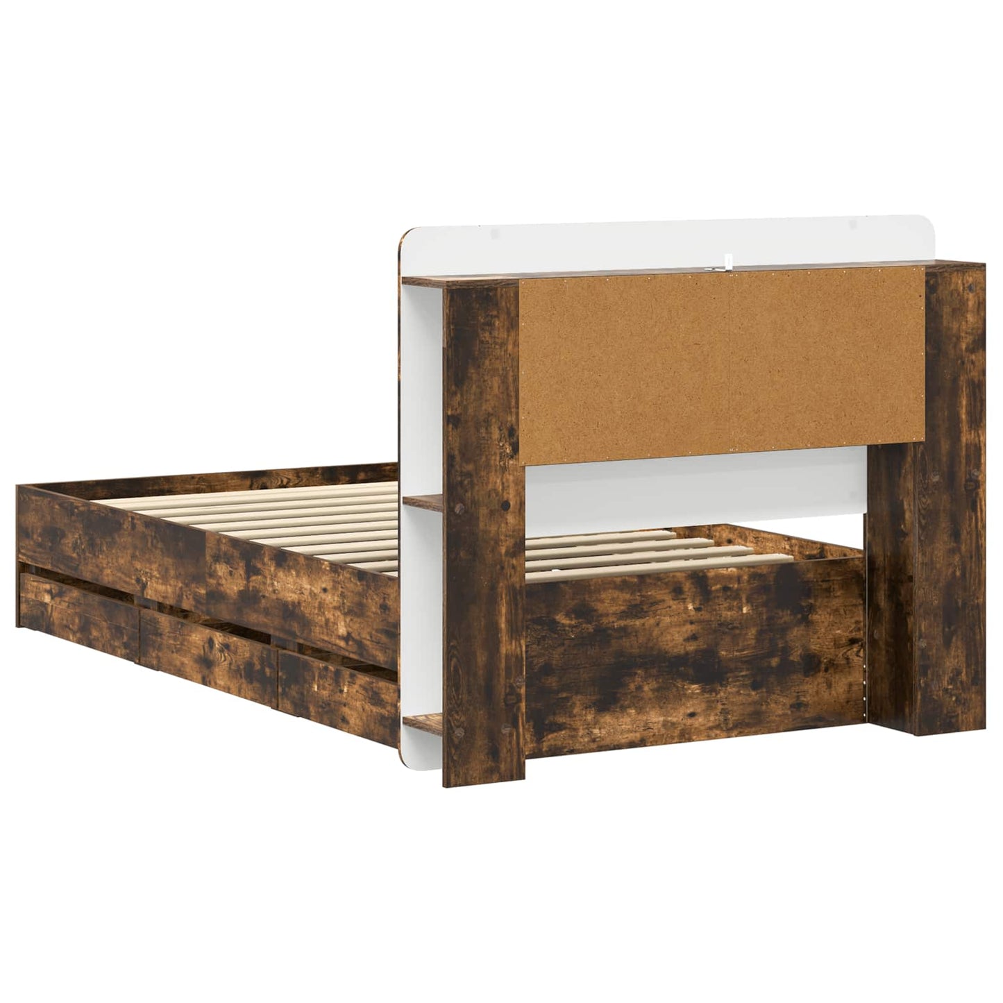 Bed Frame with Storage Smoked Oak 90 x 190 cm Engineered Wood