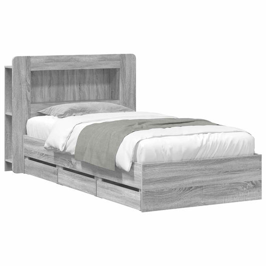 Bed Frame with Storage Grey Sonoma 100 x 200 cm Engineered Wood