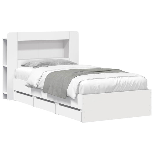 Bed Frame with Storage White 100 x 200 cm Engineered Wood
