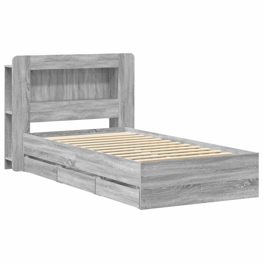 Bed Frame with Storage Grey Sonoma 90 x 200 cm Engineered Wood