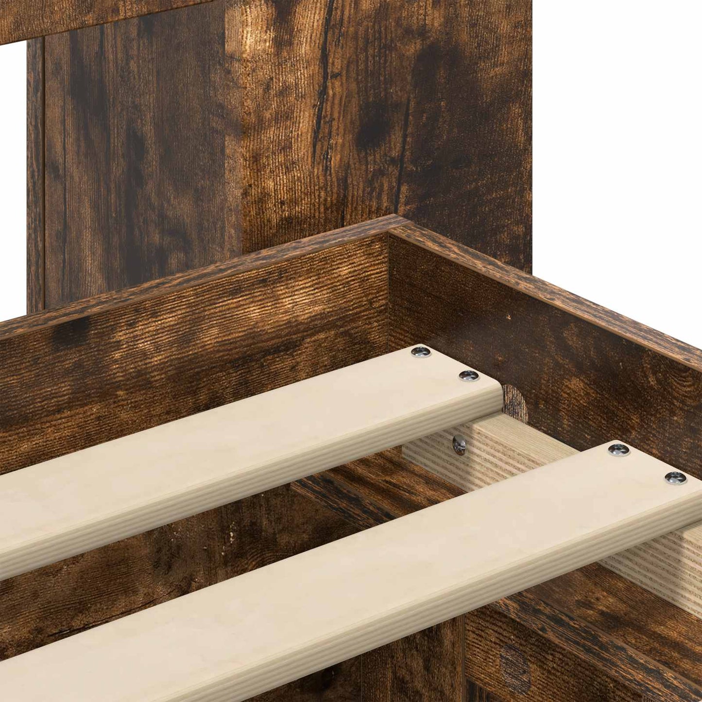 Bed Frame with Storage Smoked Oak 120 x 190 cm Engineered Wood