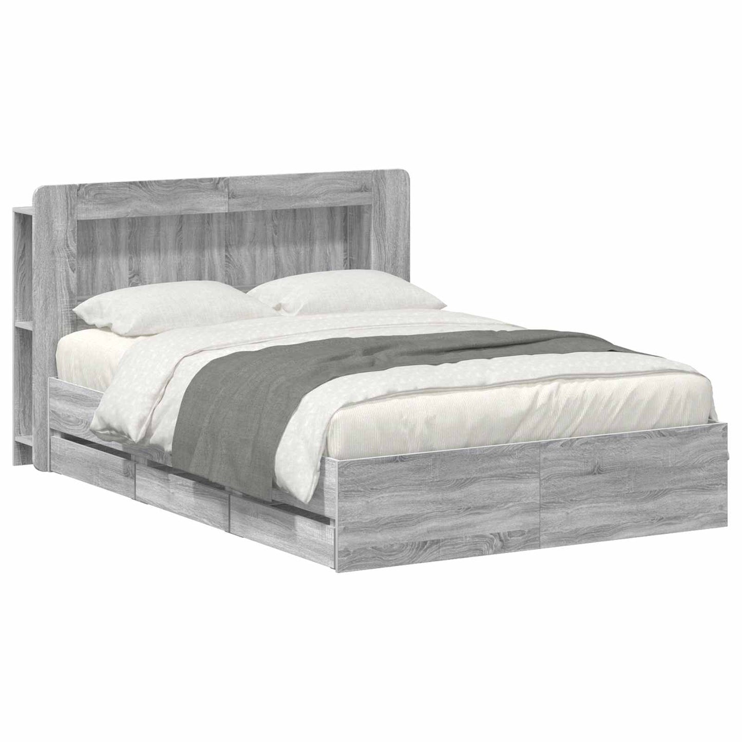Bed Frame with Storage Grey Sonoma 140 x 200 cm Engineered Wood