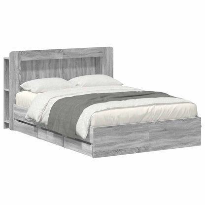 Bed Frame with Storage Grey Sonoma 140 x 200 cm Engineered Wood