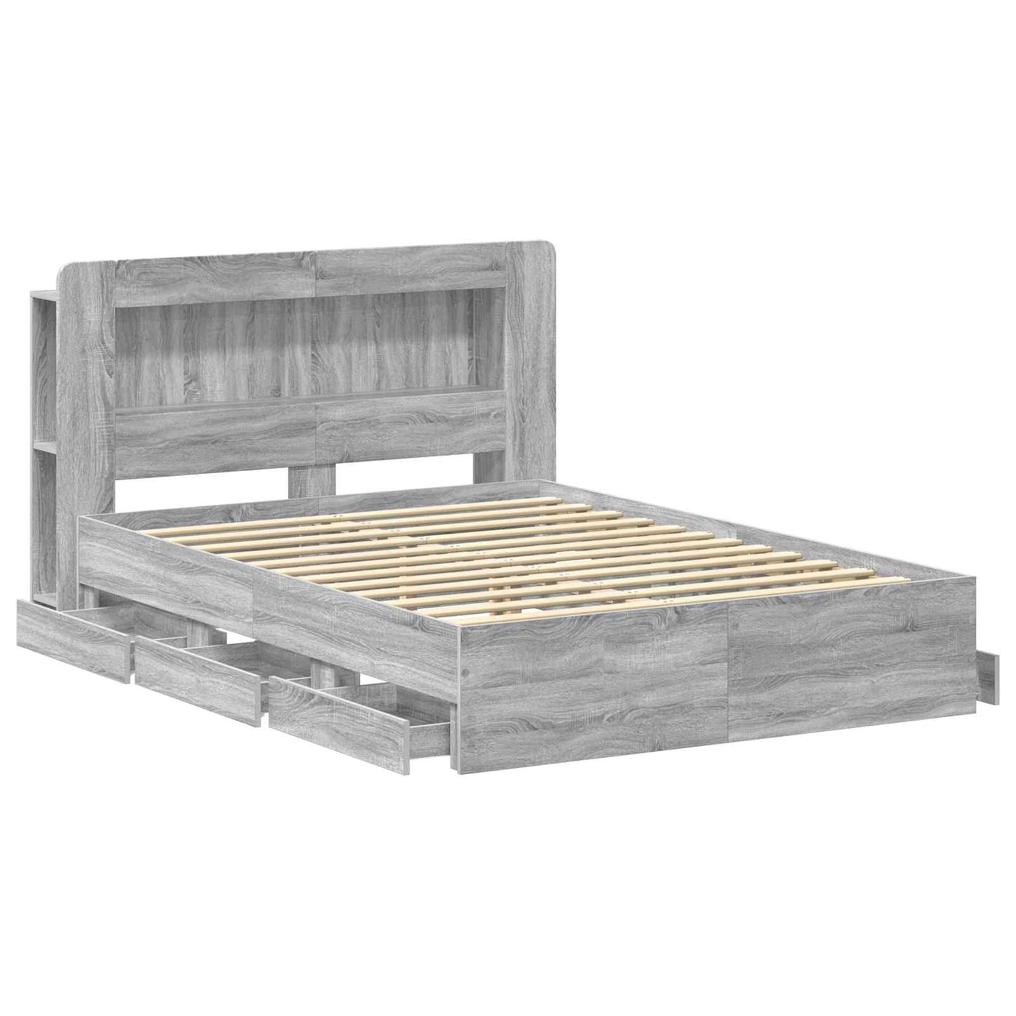 Bed Frame with Storage Grey Sonoma 140 x 200 cm Engineered Wood