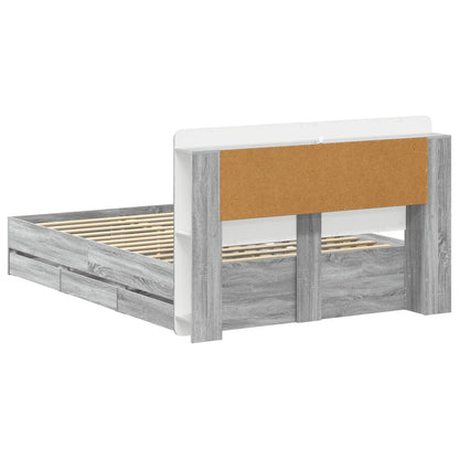 Bed Frame with Storage Grey Sonoma 140 x 200 cm Engineered Wood