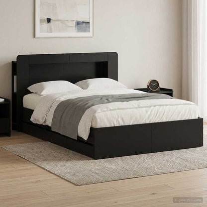 Bed Frame with Storage Black 150 x 200 cm Engineered Wood