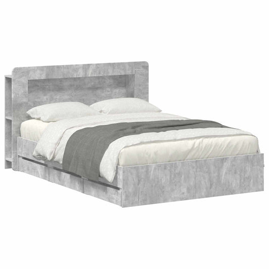Bed Frame with Storage Concrete Grey 150 x 200 cm