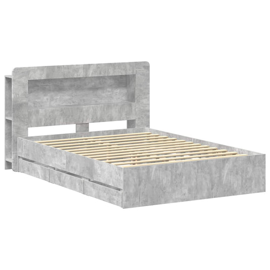 Bed Frame with Storage Concrete Grey 150 x 200 cm