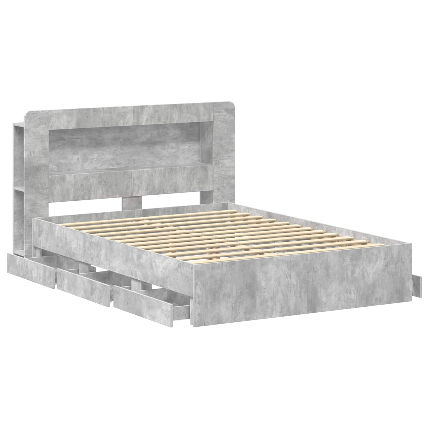 Bed Frame with Storage and Headboard Concrete Grey 150 x 200 cm