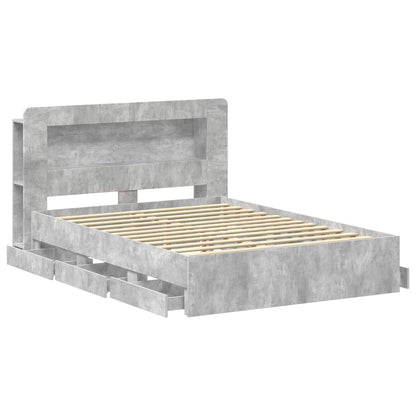 Bed Frame with Storage and Headboard Concrete Grey 150 x 200 cm