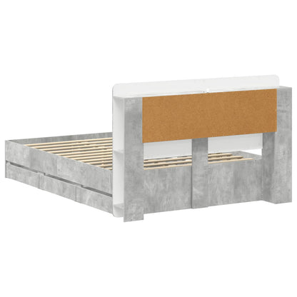 Bed Frame with Storage and Headboard Concrete Grey 150 x 200 cm