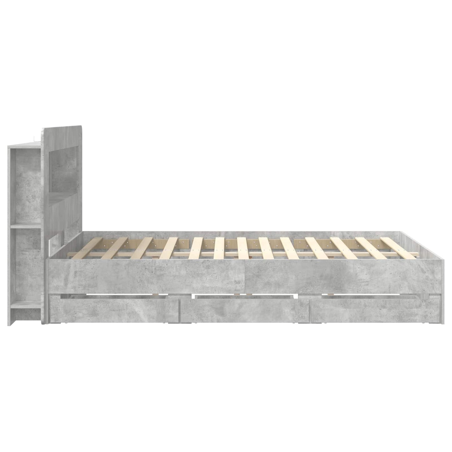 Bed Frame with Storage and Headboard Concrete Grey 150 x 200 cm