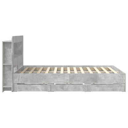 Bed Frame with Storage and Headboard Concrete Grey 150 x 200 cm