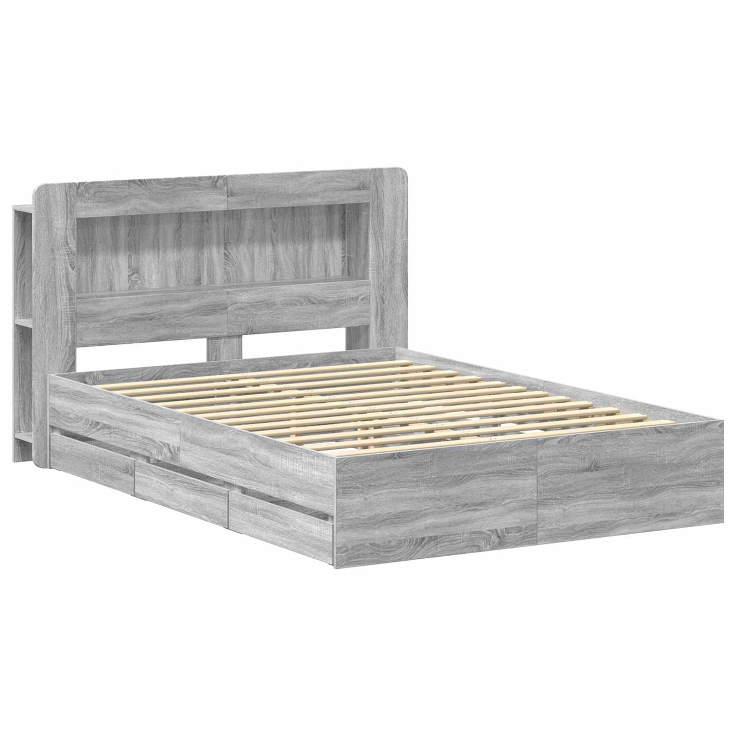 Bed Frame with Storage Grey Sonoma 150 x 200 cm Engineered Wood