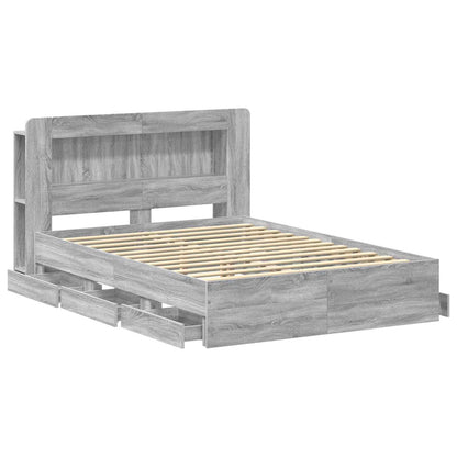 Bed Frame with Storage Grey Sonoma 150 x 200 cm Engineered Wood