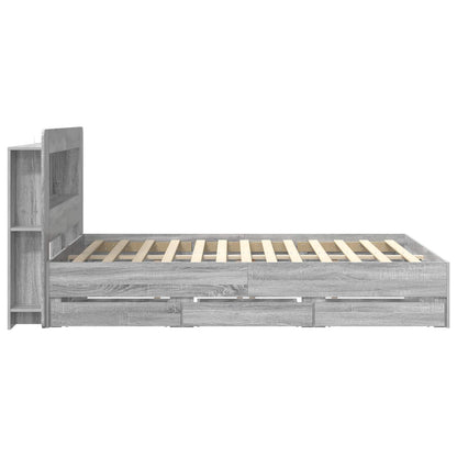 Bed Frame with Storage Grey Sonoma 150 x 200 cm Engineered Wood