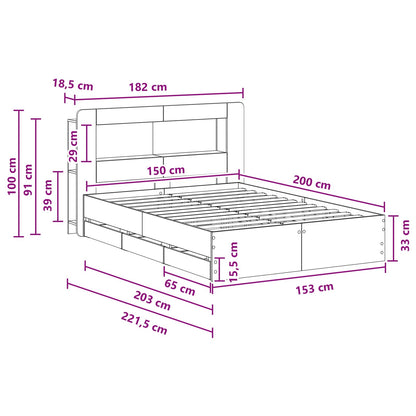 Bed Frame with Storage Grey Sonoma 150 x 200 cm Engineered Wood