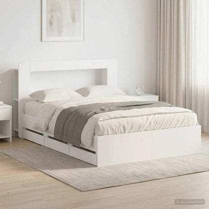 Bed Frame with Storage White 150 x 200 cm Engineered Wood