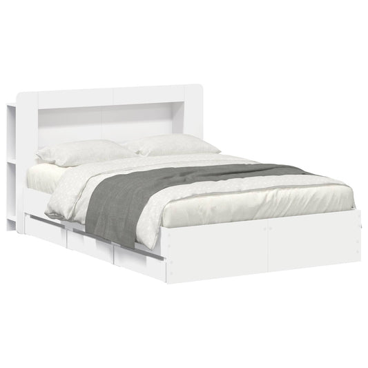 Bed Frame with Storage White 150 x 200 cm Engineered Wood