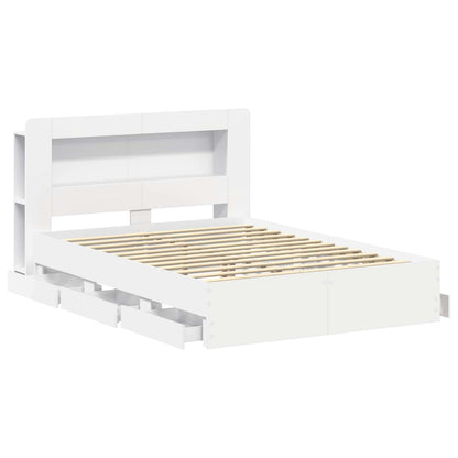 Bed Frame with Storage White 150 x 200 cm Engineered Wood